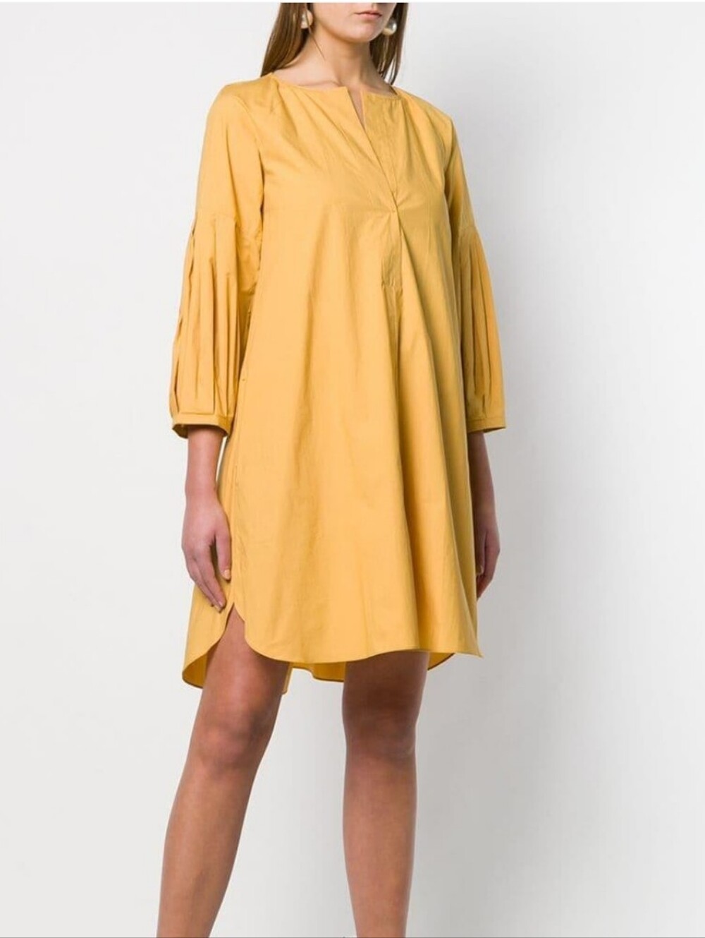 Dorothee Schumacher Papertouch Ease Dress Honey Yellow Cotton Shift Sz 4 (US 8)